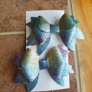 Hand Cut Hand Crafted iridescent Hair bows